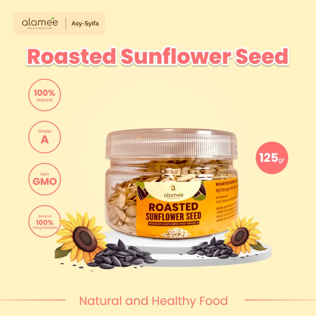 

ALAMEE Roasted Sunflower Seed Biji Bunga Matahari Kupas Oven Biji Kuaci Panggang PREMIUM 125gr