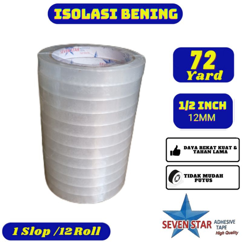 

Isolasi Bening 1/2 inch 72 yard Slop Seven Star - Lakban Bening Solasi 12mm