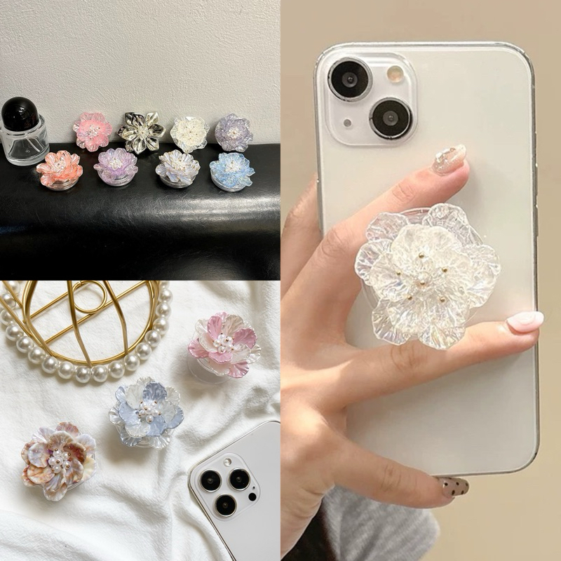 Popsocket Bunga Aesthetic Korea Universal Griptok Aesthetic Flower Resin 2D Phone Holder Bunga