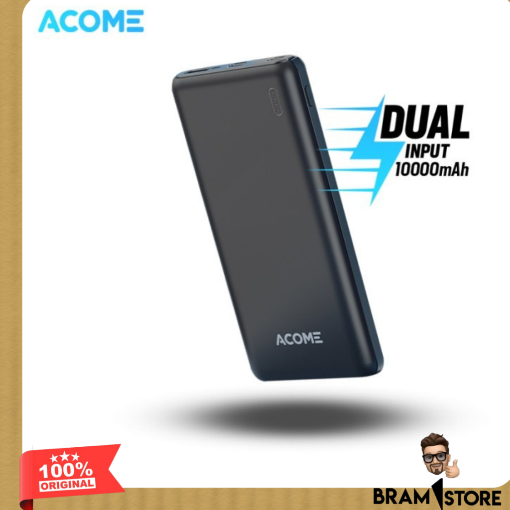 ACOME AP108 PowerBank 10000mAh 2.1A Dual Input Port Micro & Type-C Original