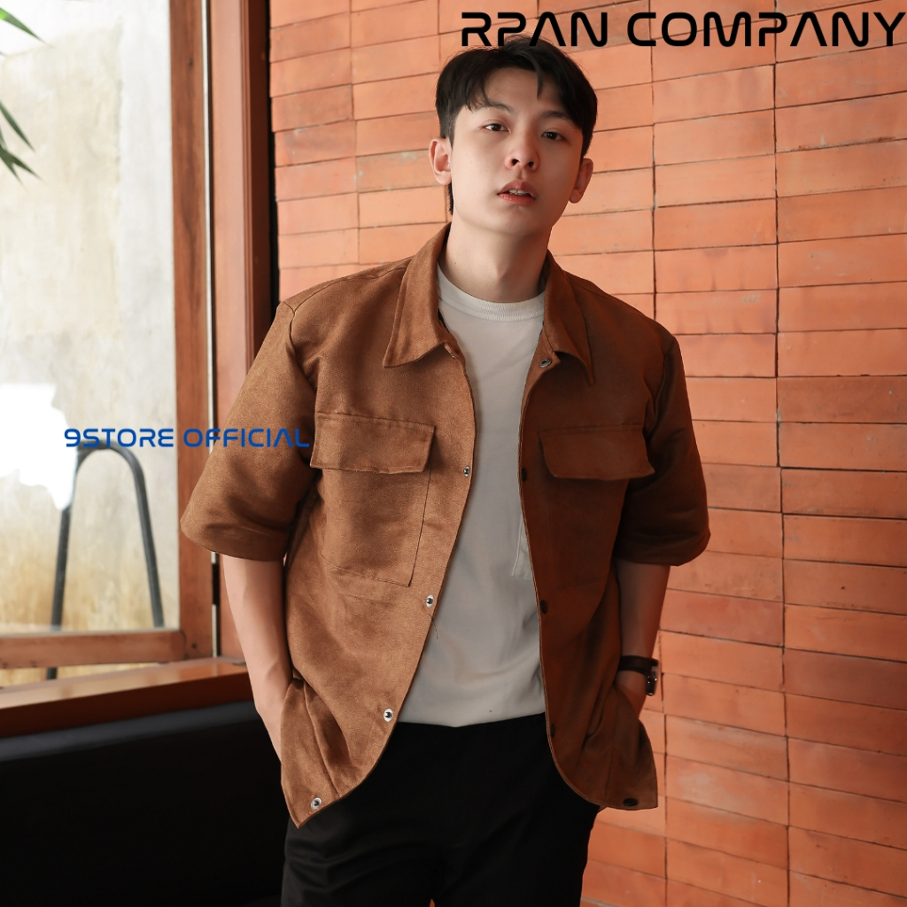 Kemeja Suede Oversized Lengan Pendek Pria / Oversize Shirt Suede