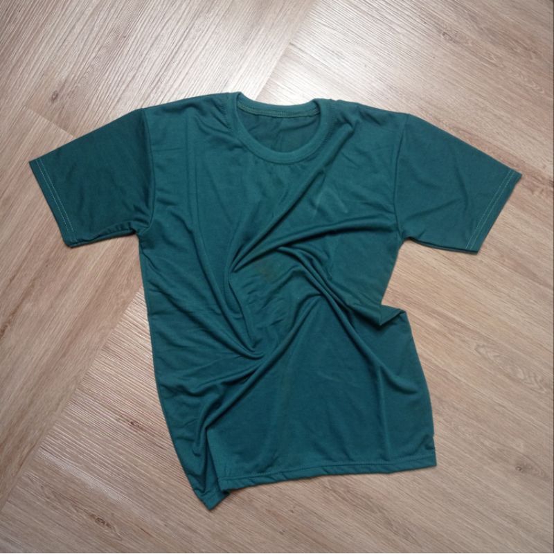 Baju Kaos Polos Katun Pria Wanita Lengan Pendek Slimfit Hijau Botol