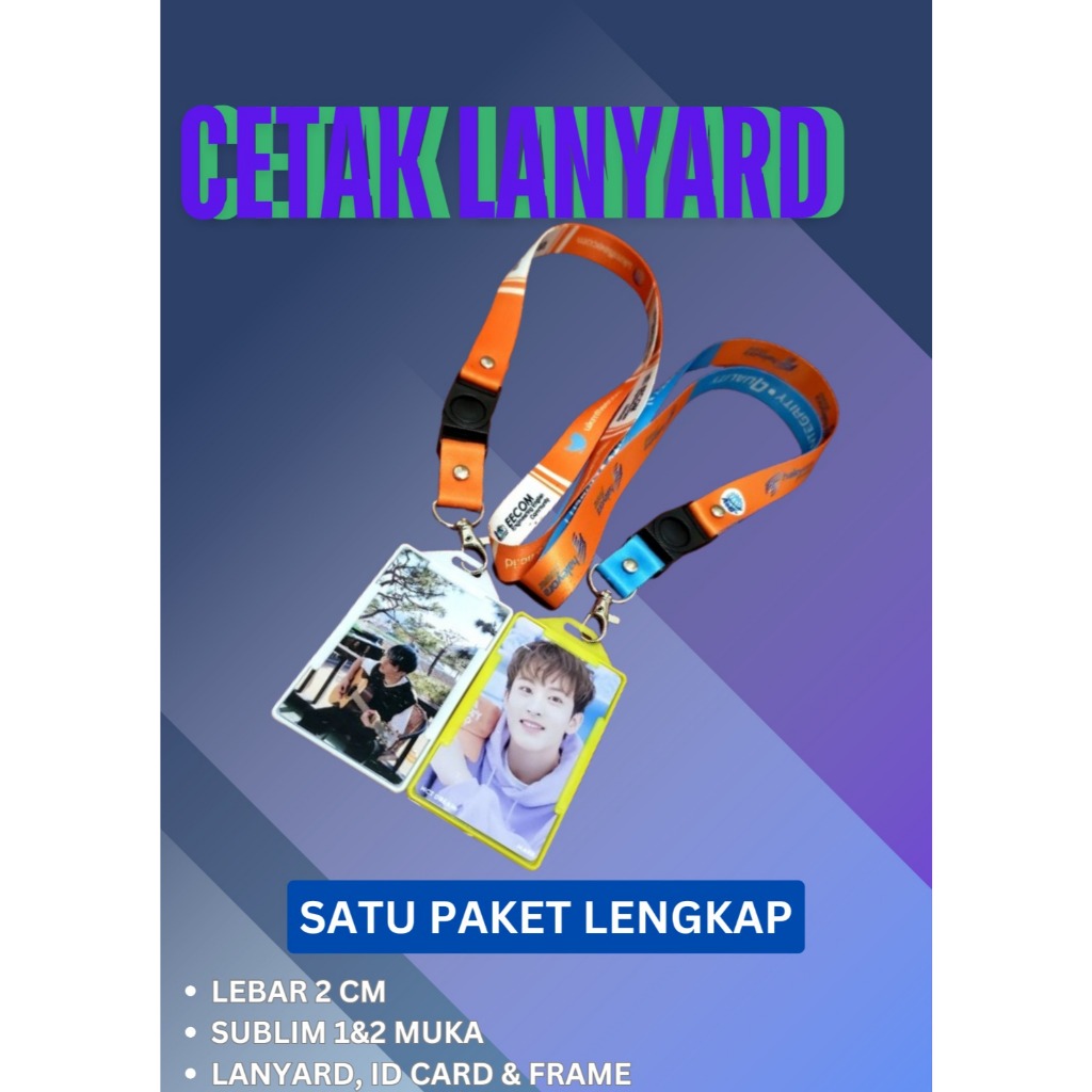 

Satu paket name tag/cetak tali lanyard print sublimt 2cm dua sisi/satu sisi