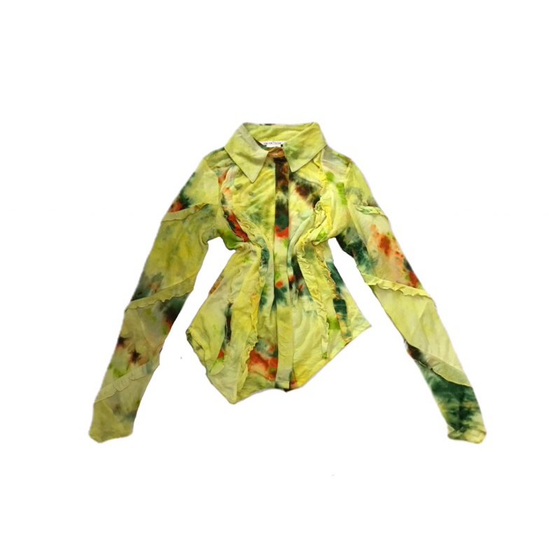 Y2k/Vintage/Grunge/Coquette/Fairycore/Dollete/Fairycore/Cottagecore Boho Mesh Tie Dye Top