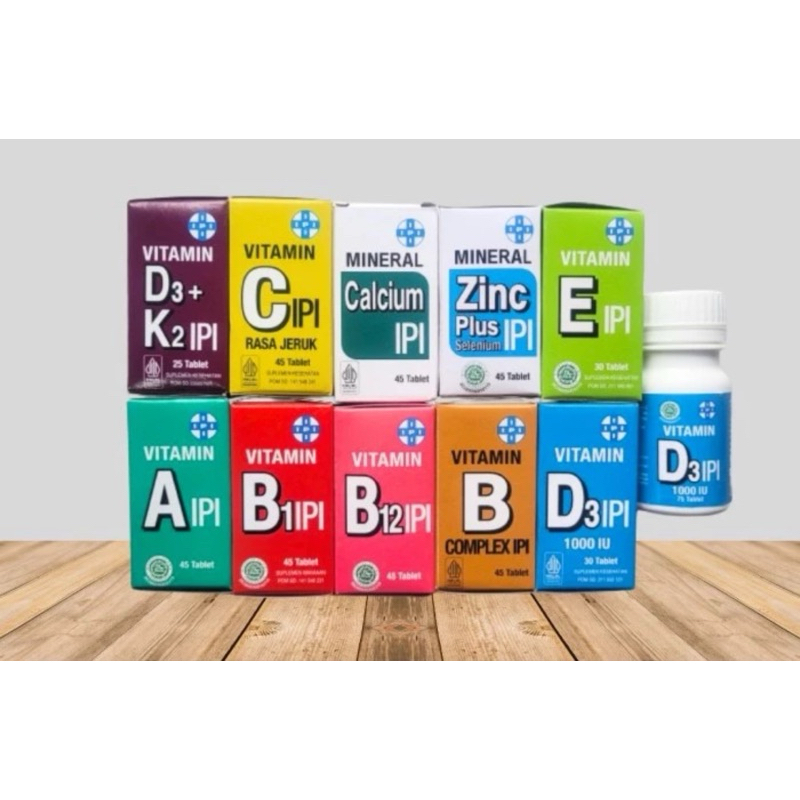 Vitamin  IPI (A IPI, B1 IPI, B12 IPI, B Complex, C IPI, Calcium IPI, D3 IPI, D3 + K2 IPI, E IPI, Zin