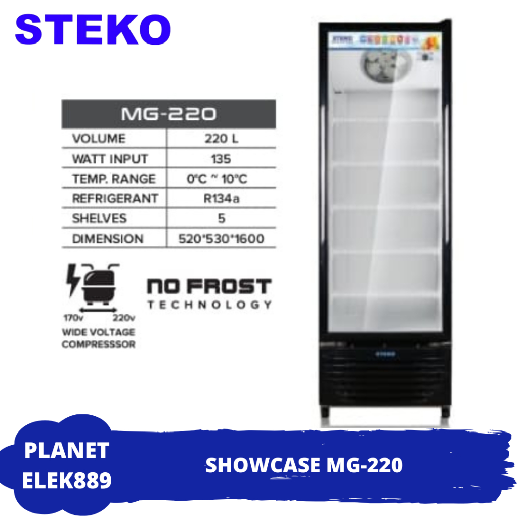 Showcase Steko MG 220 4 Rak Lemari Pendingin Makanan Kapasitas 200L