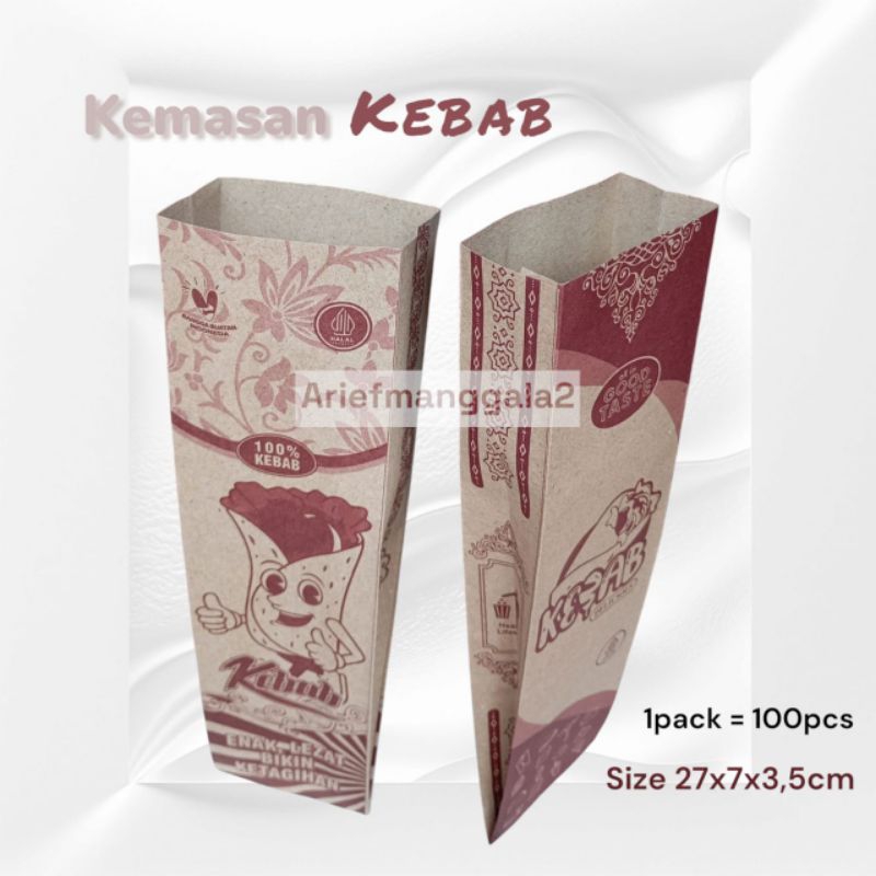 

@100pcs kantong kemasan kebab brown craft TEBAL size 27x7x3,5