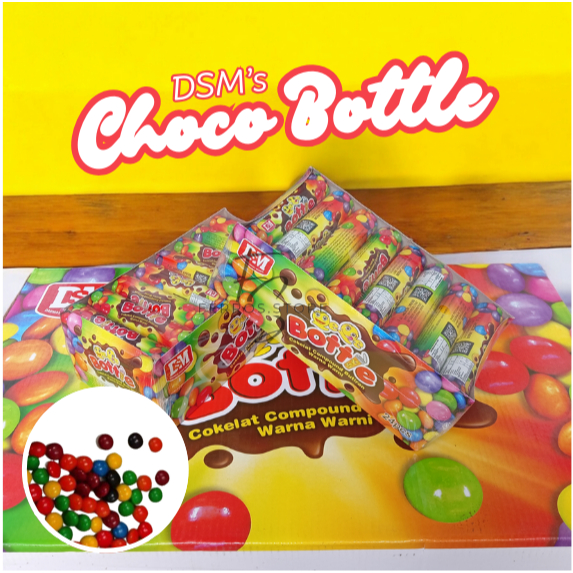 

DSM Choco Bottle Aneka Warna Coklat Compound Bulat Mini Warna Warni Isi 3 PCS