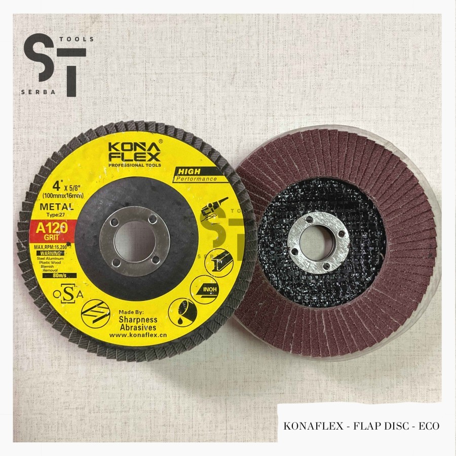 Amplas Susun 4 Inch 100x16mm Mata Gerinda Sirip Konaflex Flap Disc Economic Merah Red