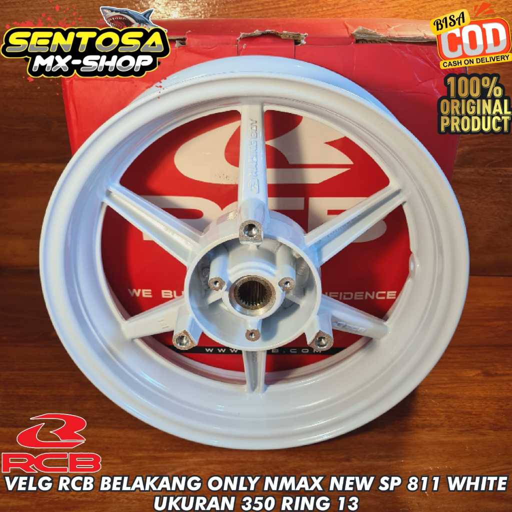 [ RCB ORIGINAL ] VELG RCB BELAKANG ONLY YAMAHA NMAX NEW SP 811 WHITE/PUTIH UKURAN 350 RING 13 ORIGIN