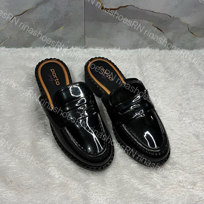 RN sepatu sandal wanita PORTO PRD wedges mules slip on jelly karet