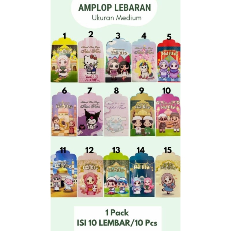 

(isi 10 Pcs) AMPLOP LEBARAN Ukuran Medium Isi 10 Lembar / 10 pcs , AMPLOP HARI RAYA IDUL FITRI , Amplop lebaran murah meriah, amplop lebaran terlaris , amplop motif lucu , amplop lebaran murah
