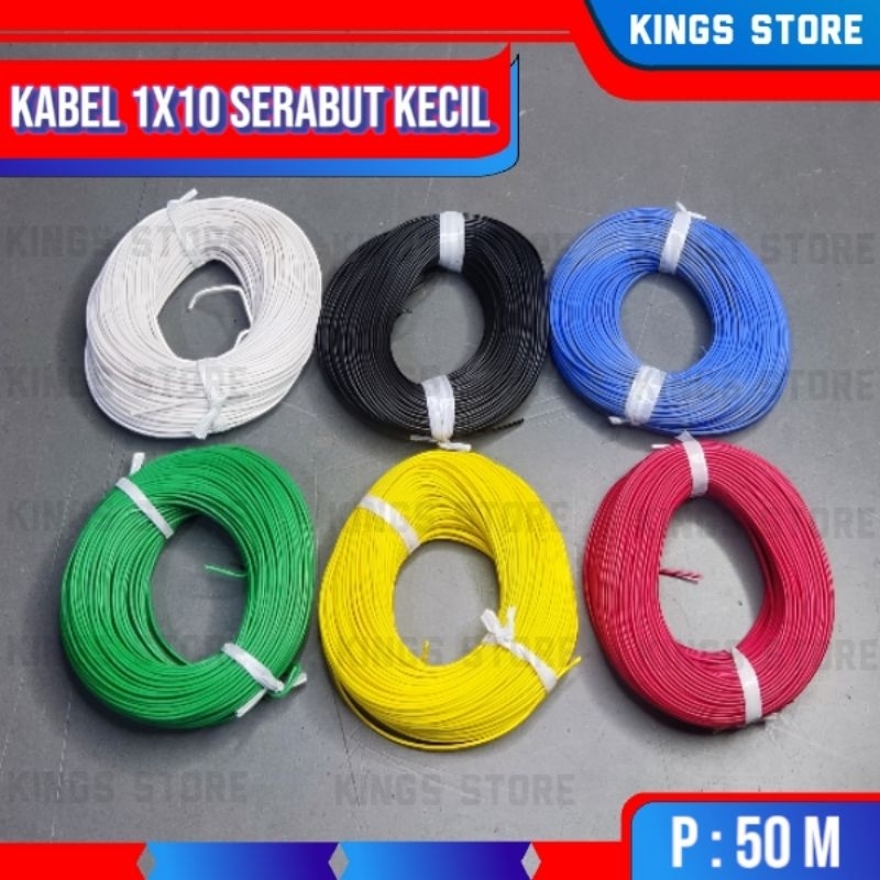 Kabel 1x10 serabut kecil-1roll/50m/Kabel jumper kecil electroniks/Kabel serabut kecil 10 rambut