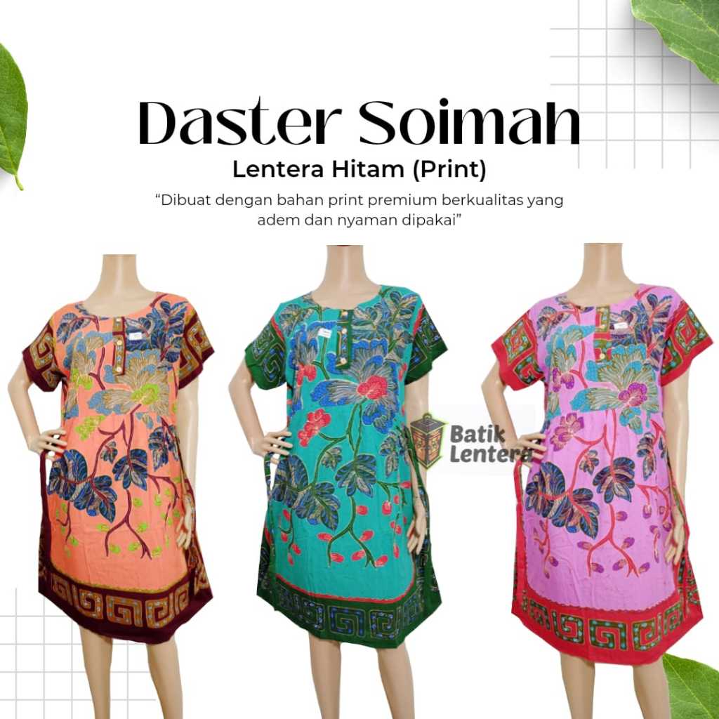 Daster Lentera Hitam Batik Baju Tidur Soimah Busui Kancing Print Premium Motif Bunga Sunan Terbaru A