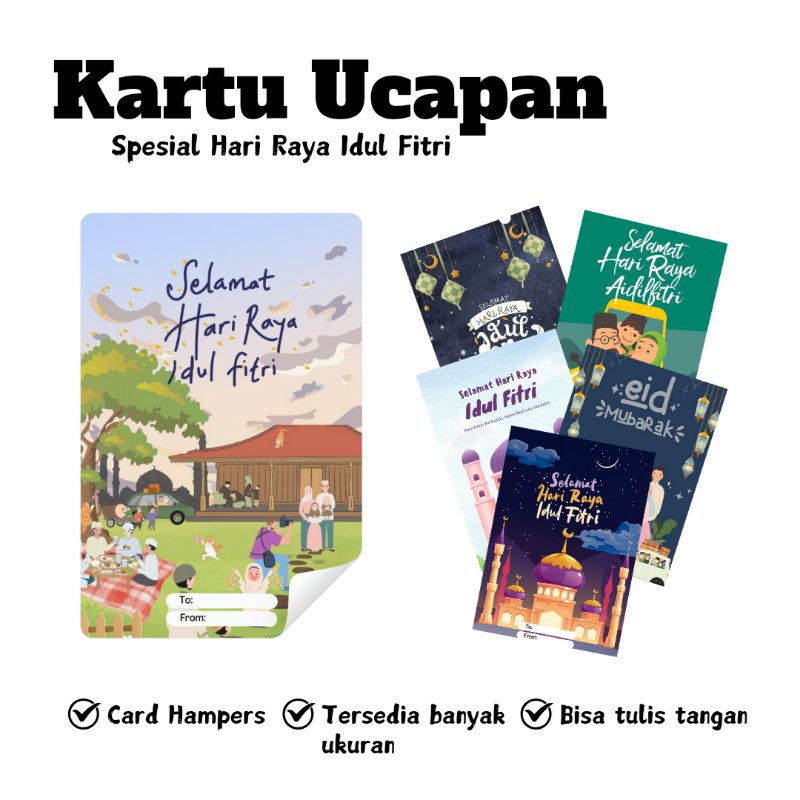 [25 Pcs] Kartu Ucapan Hari Raya Idul Fitri / Kartu Ucapan Selamat Hari Raya / Kartu Lebaran / Card H