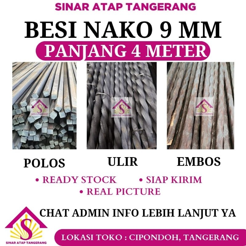 Besi Nako 9 mm Panjang 4 Meter