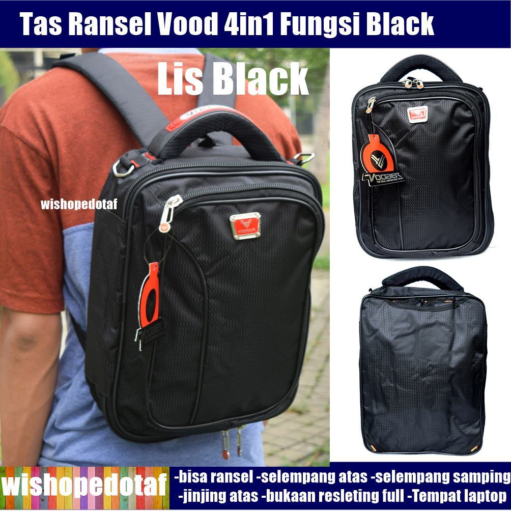 Tas Jinjing Kasual Ransel Backpack Multifungsi  Vood  4in1 Vood Black