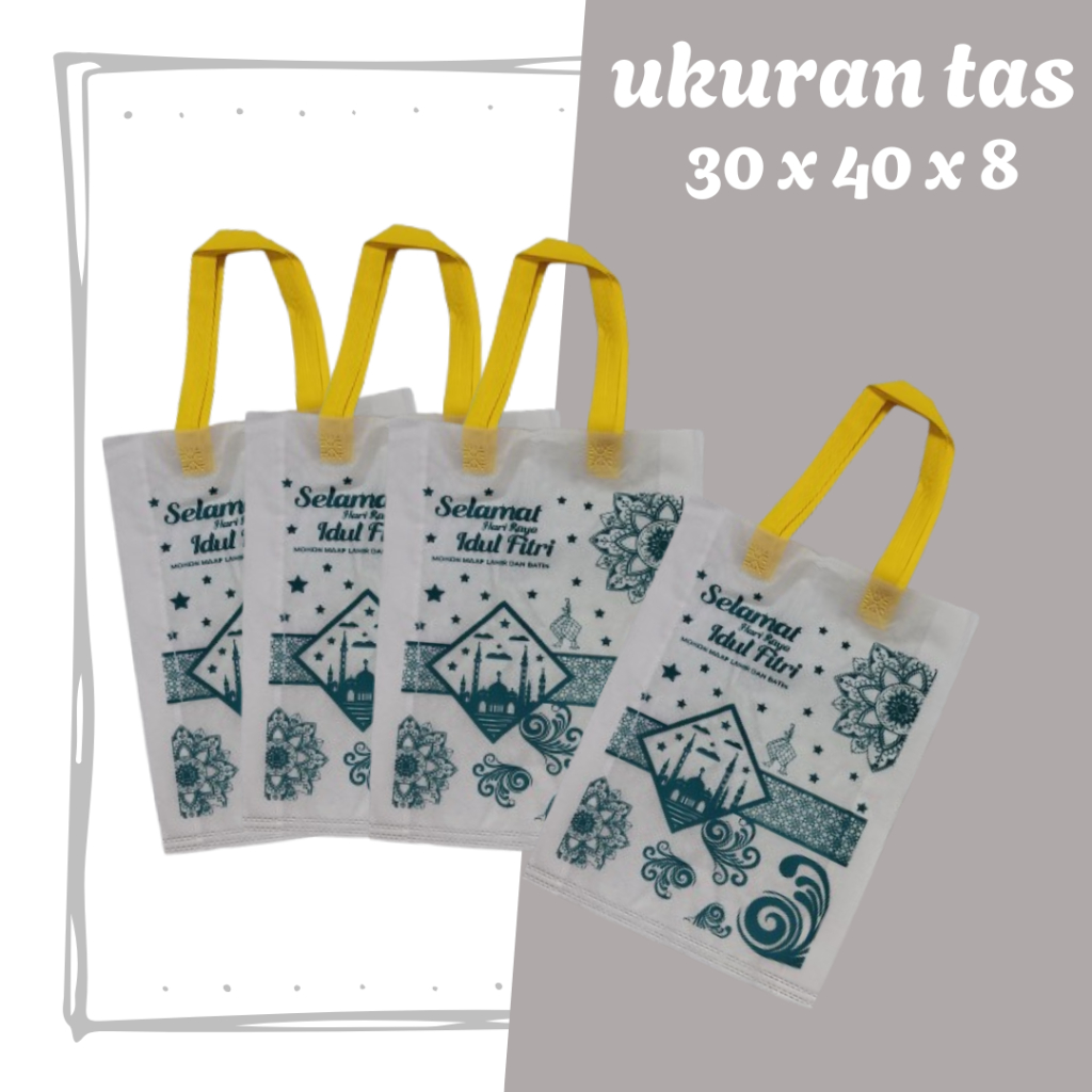 

tas goodi bag lebaran uk 30x40 tas idul fitri isi 12pcs tas hampres sembako