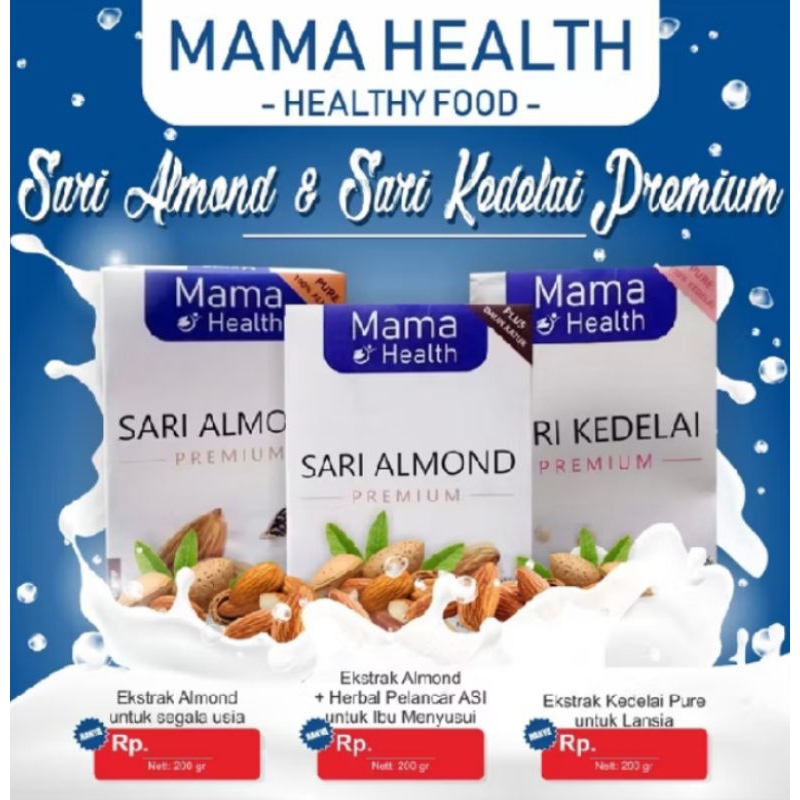 

Mama Health Sari Almond Premium Unsweetened Whole Almondmilk Susu Bebas Gula Krimer Diary Free