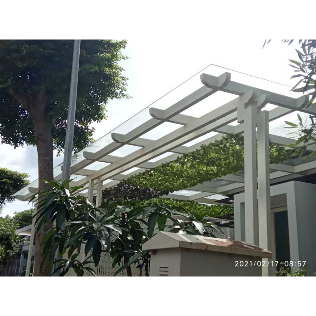 Kanopi kaca rangka besi hollow galvanis