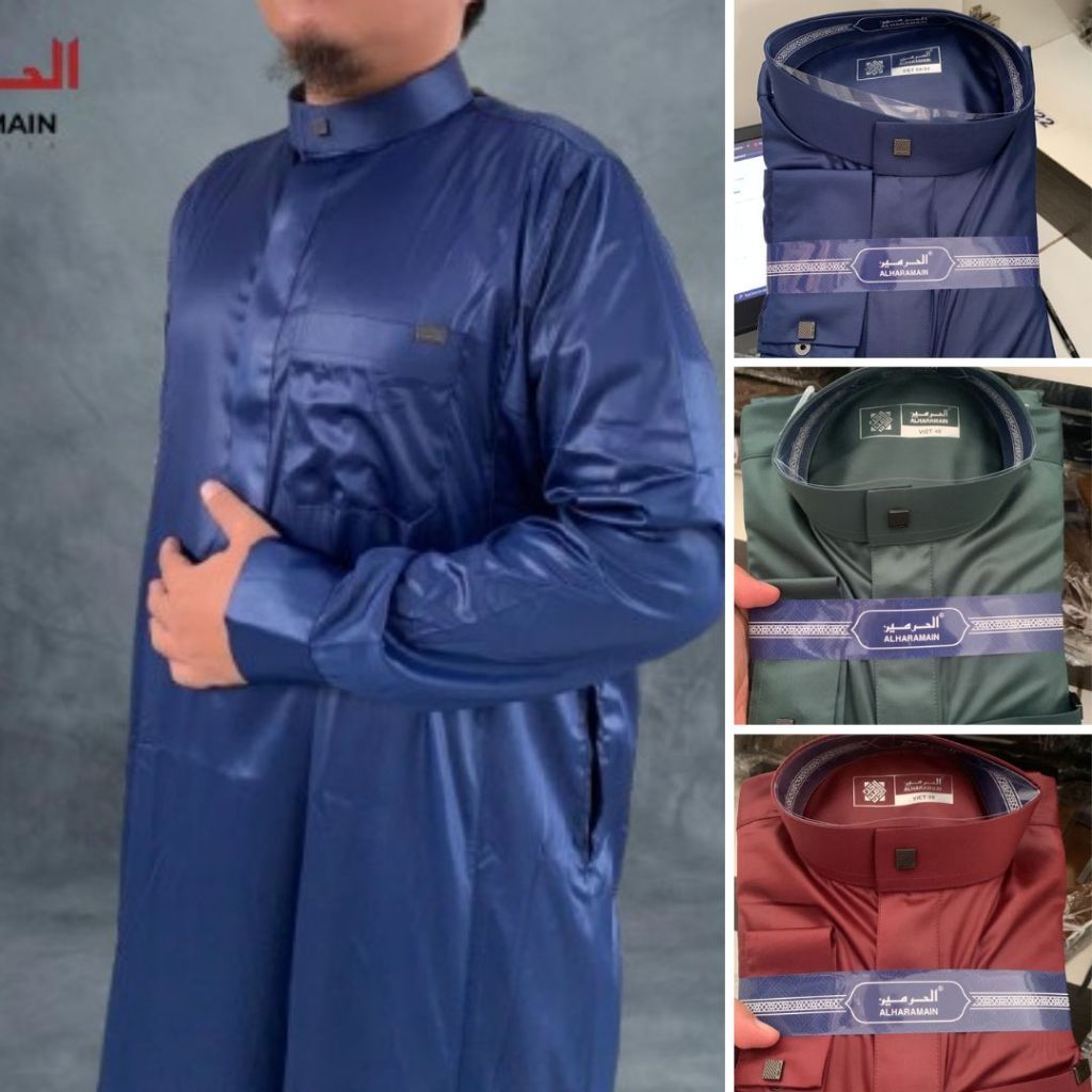 AL Haramain Jubah Remaja & Dewasa Premium Polyester Resleting (05) Manset / Gamis Pria | Abu | Abu G