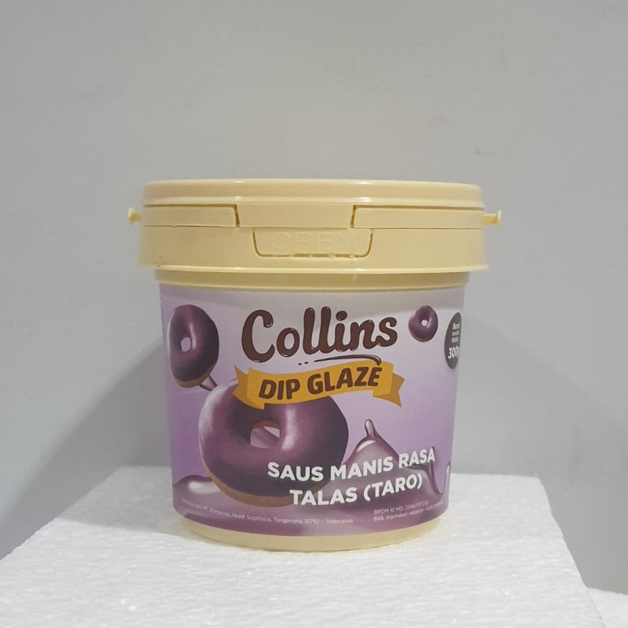 

COLLINS Dip Glaze Rasa TARO 300gr Topping Donat Toping Roti Bakar Olesan Martabak Pisang Nugget Kue Cookies Talas Ubi Ubee Bahan Kreasi Makanan Manis Original Murah Enak Creamy Malang Jatim