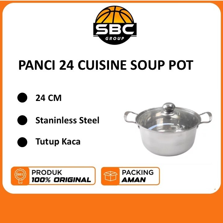 SBC Panci Cuisine Soup Pot Stainless Steel Tutup Kaca