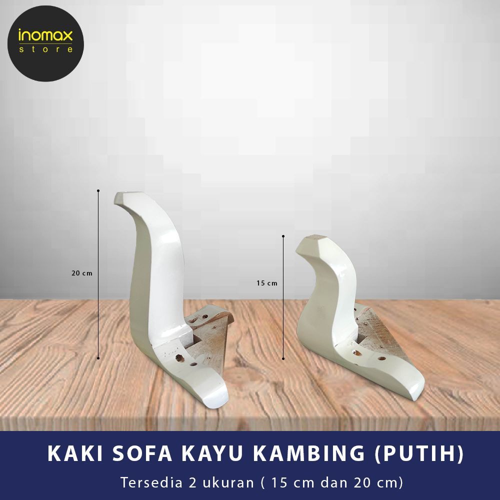 KAKI SOFA KAYU KAMBING PUTIH - BAHAN BAKU SOFA/AKSESORIS SOFA/FURNITURE/LEMARI/KURSI/DIVAN/SPRING BE