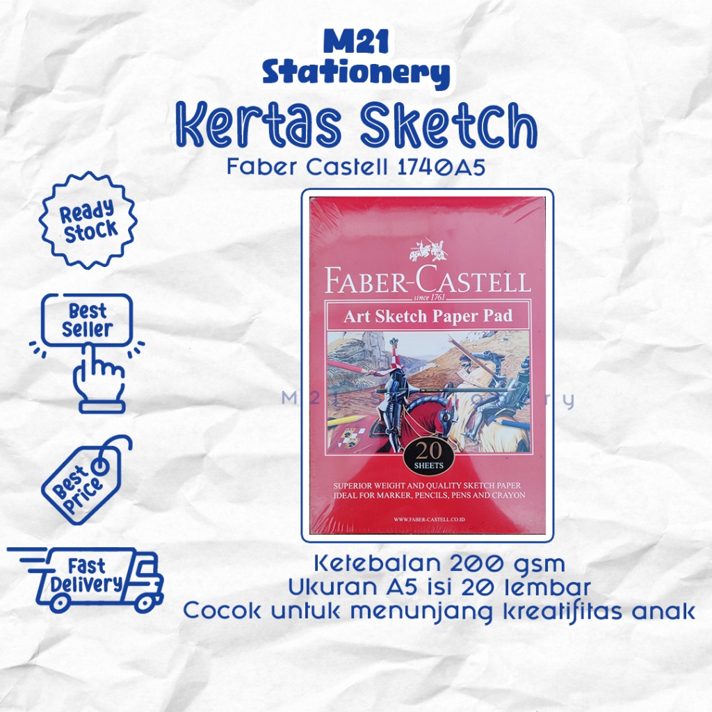 

ART SKETCH PAPER PAD FABER CASTELL 1740 A5 / original faber castel sket book buku gambar anak drawing book menggambar melukis kesenian kerajinan anak alat tulis sekolah atk kantor murah lengkap / m21 stationery jogja