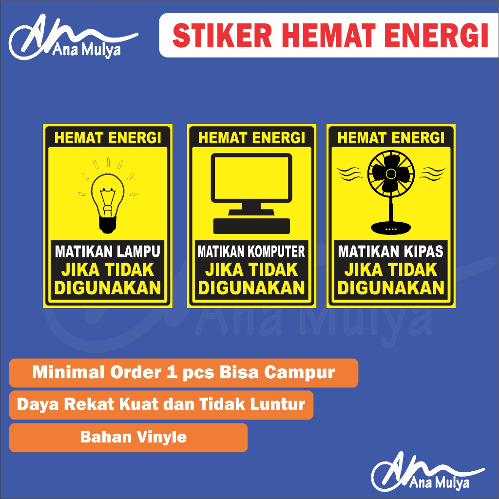 

STICKER VINYLE ANA MULYA STIKER MATIKAN LAMPU HEMAT ENERGI STIKER HEMAT LISTRIK