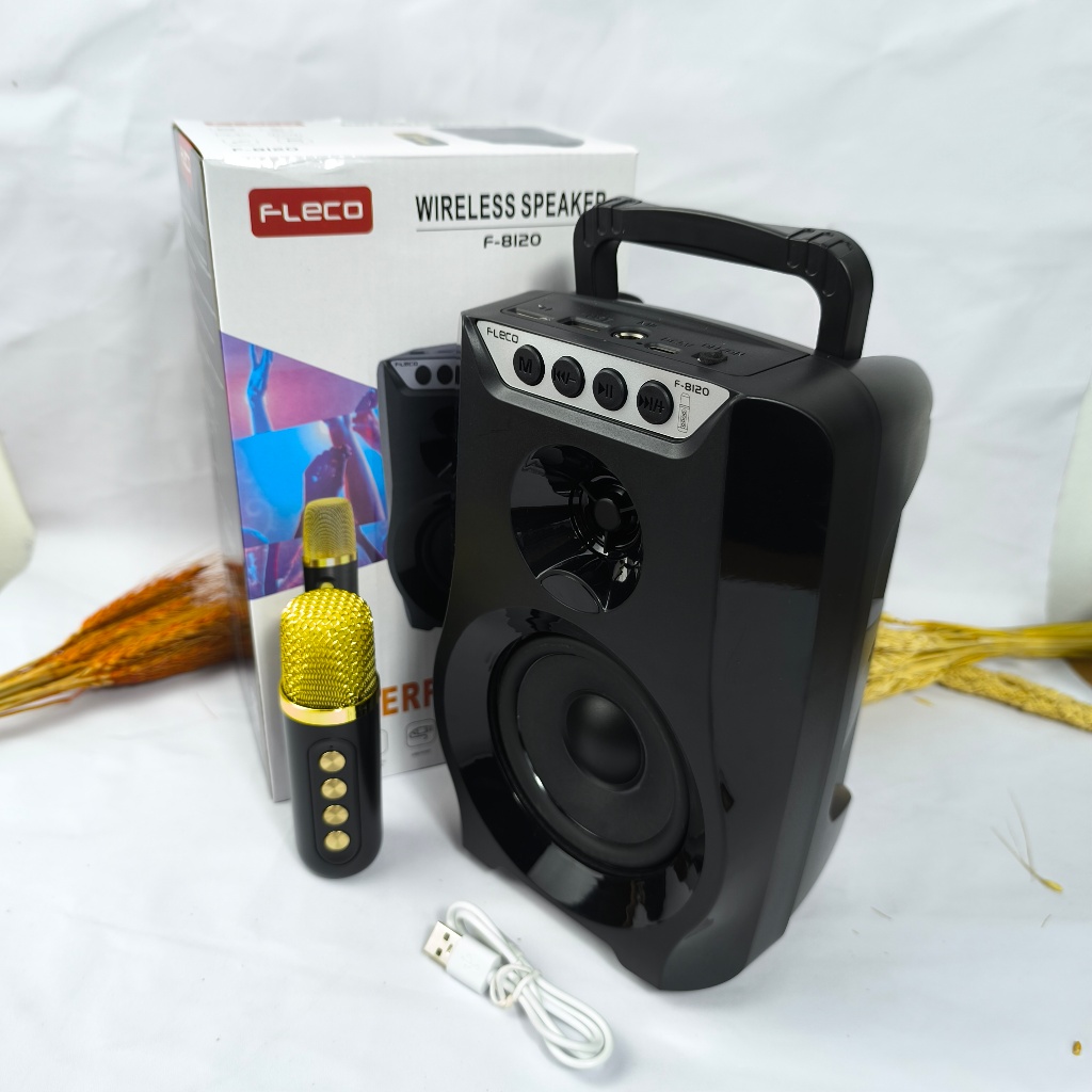 SPEAKER BLUETOOTH FLECO F-8120 4 INCH FREE MIC WIRELESS KARAOKE - SPEAKER KARAOKE FULL BASS BESAR