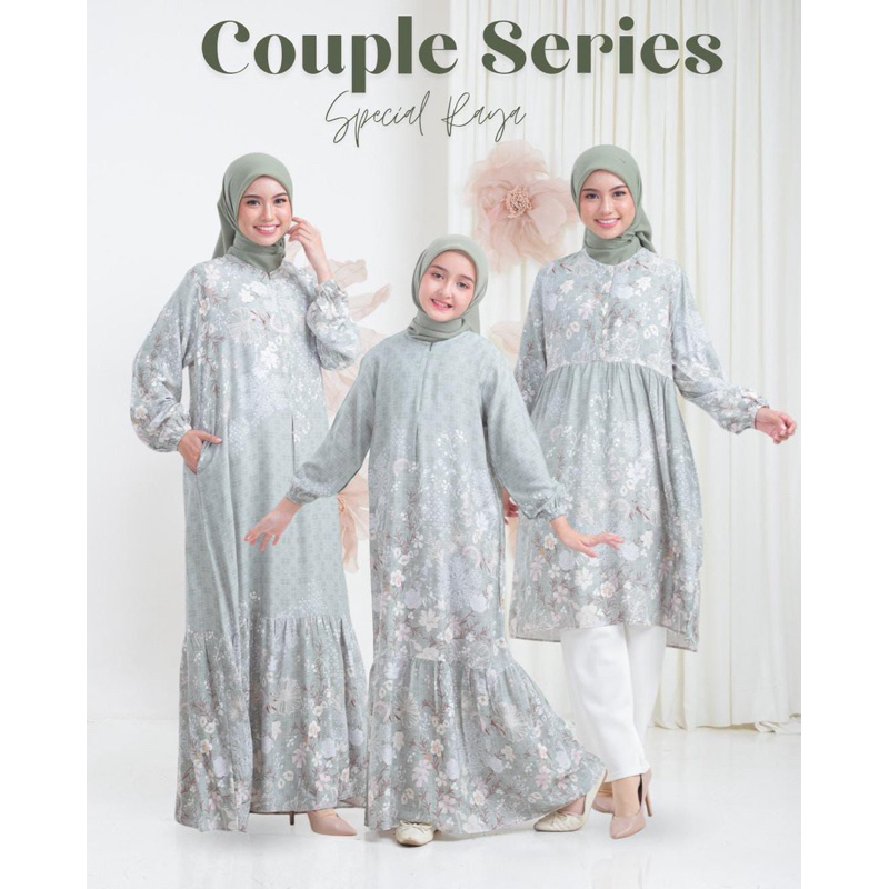 Couple Series Special Raya Humaira dress Dewasa & Kids & Alessya tunik baju couple keluarga sarimbit