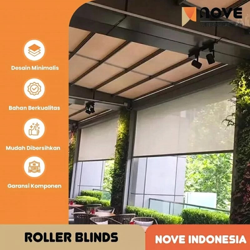 Roller Blinds Outdoor Sunscreen - Tirai Gulung Jendela - Tirai Gulung Teras