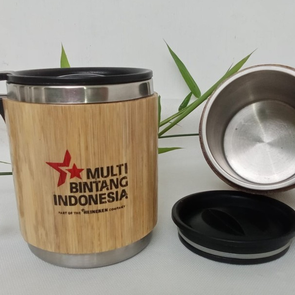 Mug Stainless Cover Bambu Custom Grafir
