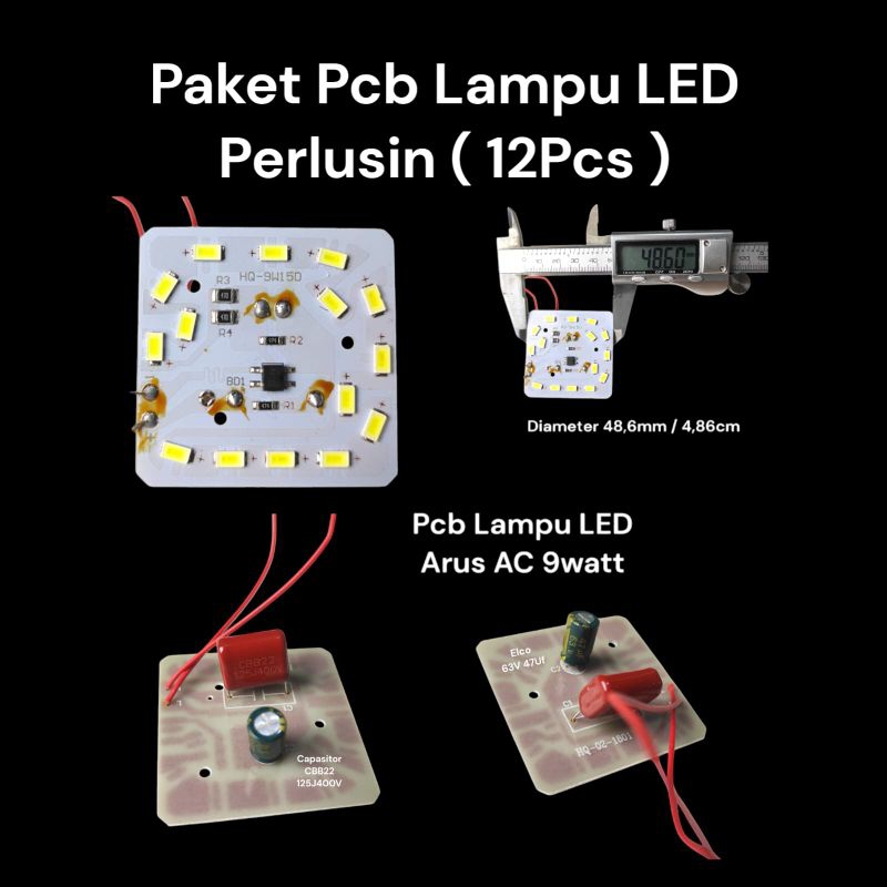 Pcb Lampu LED 9watt Perlusin Isi (12Pcs)
