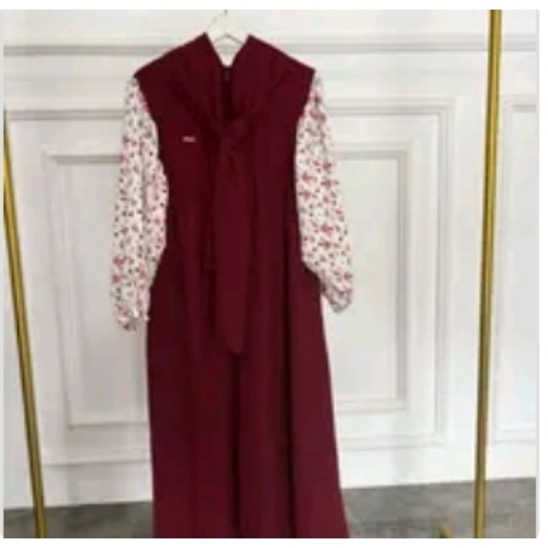 gamis crinkle airflow lengan balon