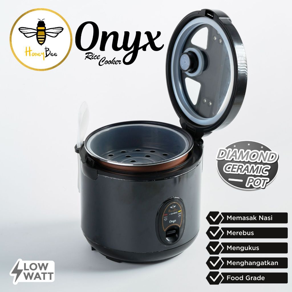 Promo Honeybee Onyx Rice Cooker 1.2Lt Kaca Transparan