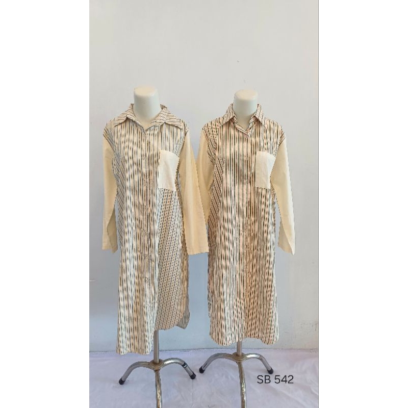 tunik wanita salur/tunik kemeja salur/sb 542