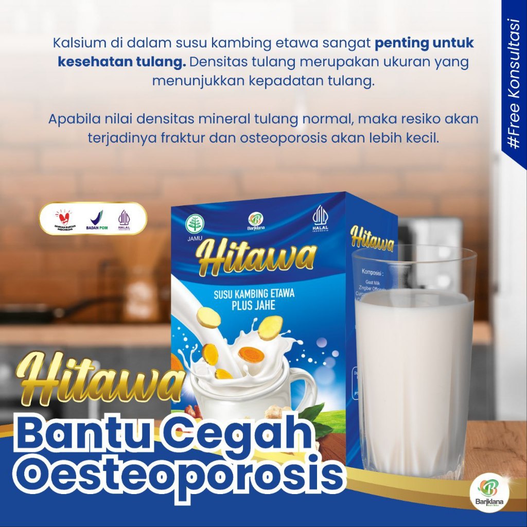 

Hitawa Susu Kambing Plus Jahe Kunyit Temulawak Penjinak Kolestrol 20gr