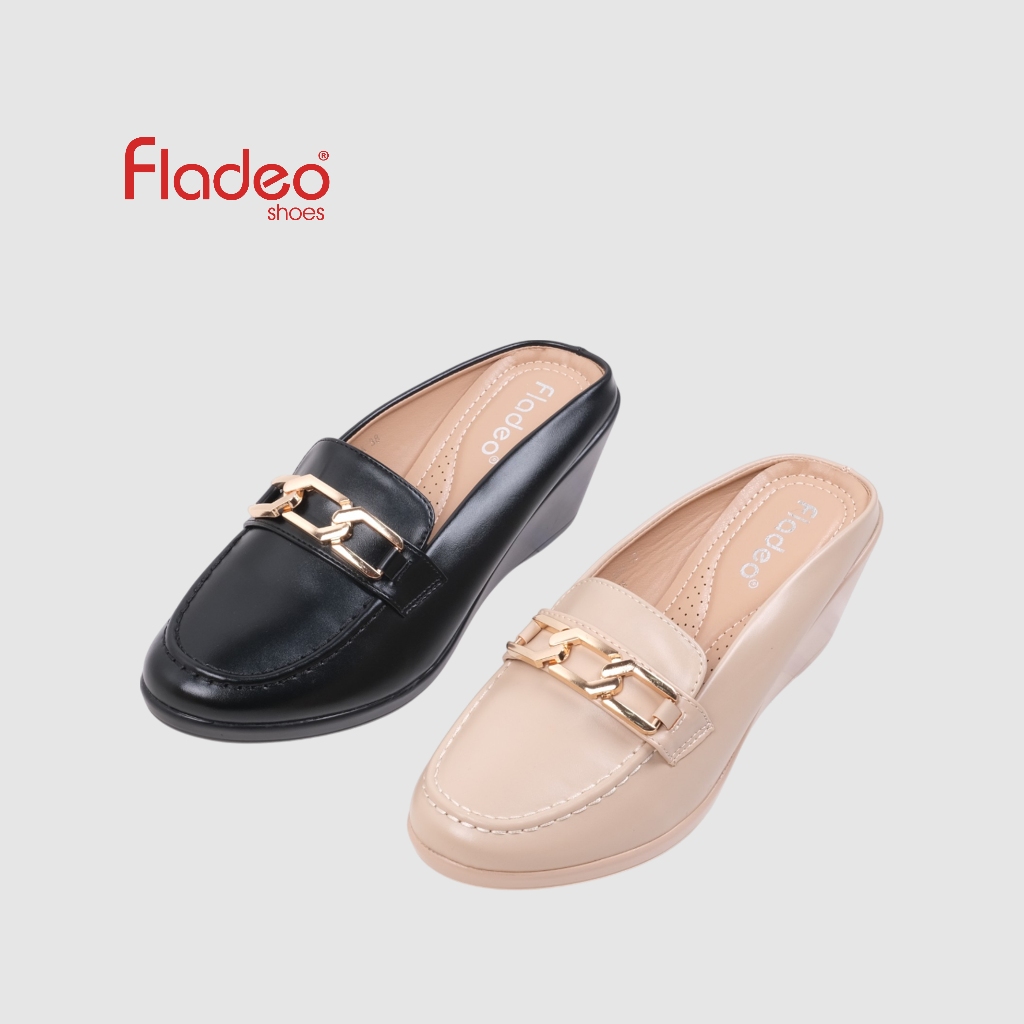 Fladeo A25/LDH568-1LU/Sepatu Slop Wedges Wanita [ Wedges Formal Shoes ]