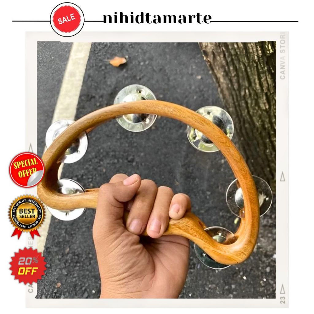 Alat Musik Tamborin Dari Bahan Kayu/ Mainan Anak Tamborin Icik Icik Alat Musik Perkusi