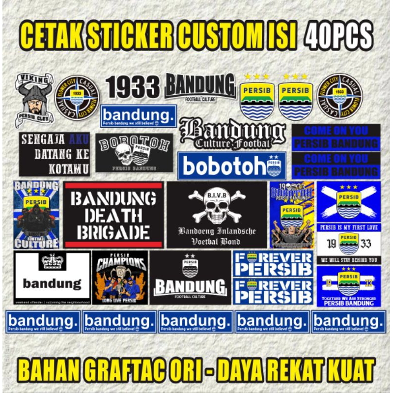 ATRIBUT PERSIB BANDUNG + BENDERA PERSIB, STICKER PERSIB, MINIFLAG BOLA, POSTER DESAIN PERSIB BANDUNG