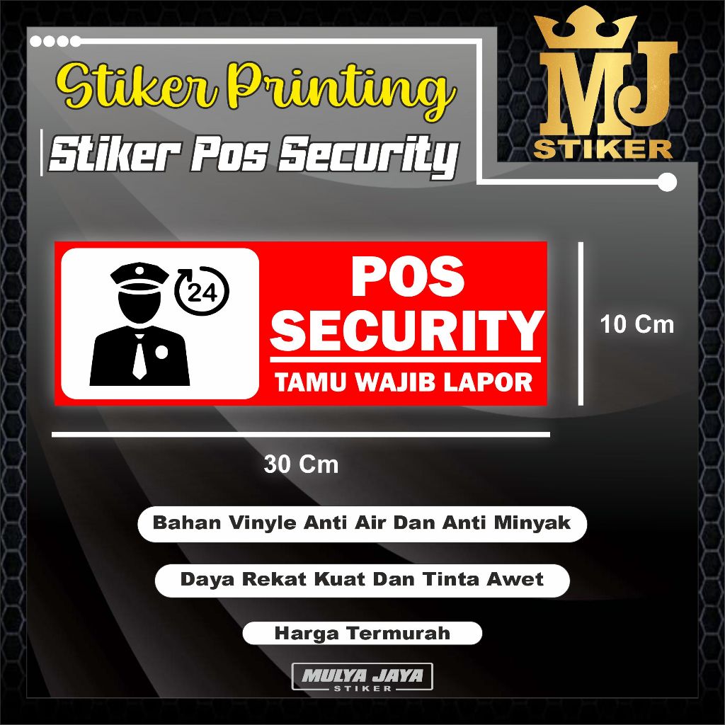 

PROMO Mulya Jaya Stiker Pos Security / Stiker Pos Keamanan / Stiker Pos Satpam / Stiker Pos Security 24 Jam
