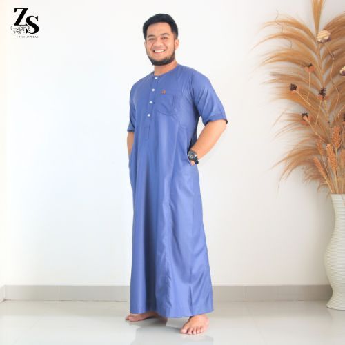 Jubah gamis pria tanpa kerah bahan katun toyobo premium model lengan pendek