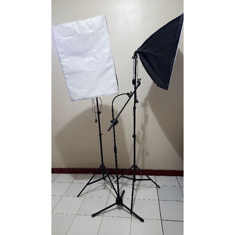 Sepaket peralatan studio BEKAS, Softbox Merk MIDIO Light Foto & Videography Konten Kreator + Stand M