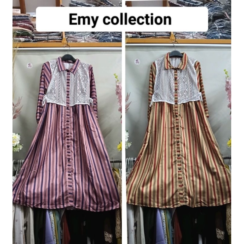 Baju Gamis Glossy dengan Rompi Brokat untuk Wanita Muslim - Dress, Remaja, Dewasa,Mewah, Lebaran,