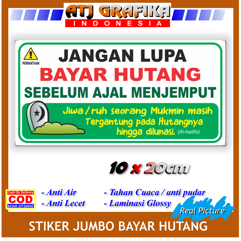 

Label stiker jangan lupa bayar hutang sebelum ajal sticker peringatan pengingat pembeli toko dll