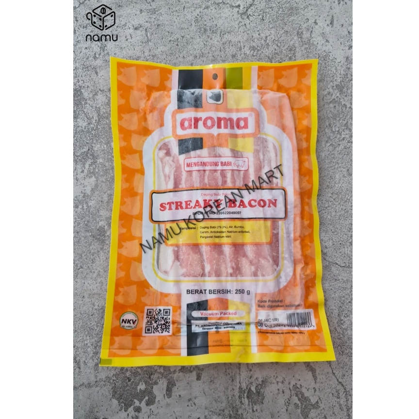 

Aroma Streaky Bacon 250gr / Bacon Babi / Daging Bacon / Bacon Beku / Daging Babi Fresh