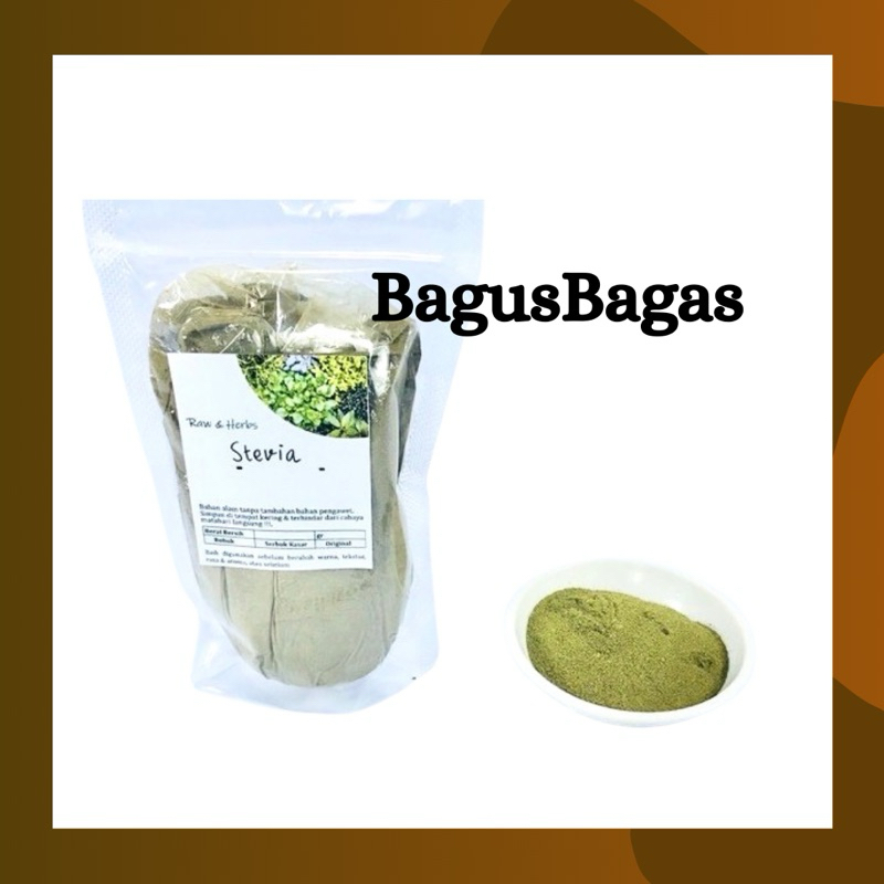 

100gr BUBUK Daun Stevia Kering Pemanis Alami Kering Herbal Tradisional MURNI Pengganti Gula Tebu