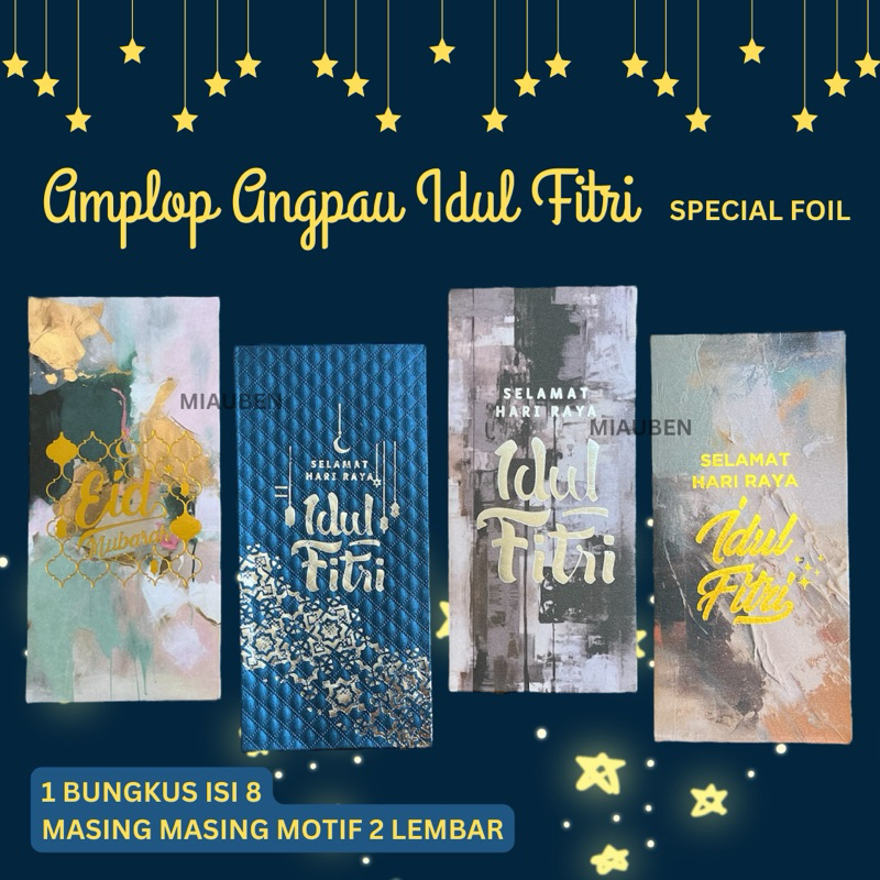 

Isi 8 amplop lebaran premium foil emas
